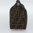 FENDI Zucca Canvas Hand Pouch Black Brown Auth 187696-3