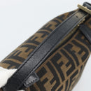 FENDI Zucca Canvas Hand Pouch Black Brown Auth 187696-7