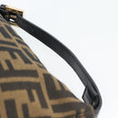 FENDI Zucca Canvas Hand Pouch Black Brown Auth 187696-8