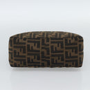 FENDI Zucca Canvas Hand Pouch Black Brown Auth 187696-5
