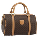 CELINE Macadam Canvas Boston Bag PVC Leather Brown Gold Auth 187697A-1