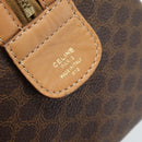 CELINE Macadam Canvas Boston Bag PVC Leather Brown Gold Auth 187697A-15