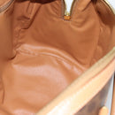 CELINE Macadam Canvas Boston Bag PVC Leather Brown Gold Auth 187697A-18