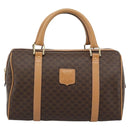 CELINE Macadam Canvas Boston Bag PVC Leather Brown Gold Auth 187697A-2