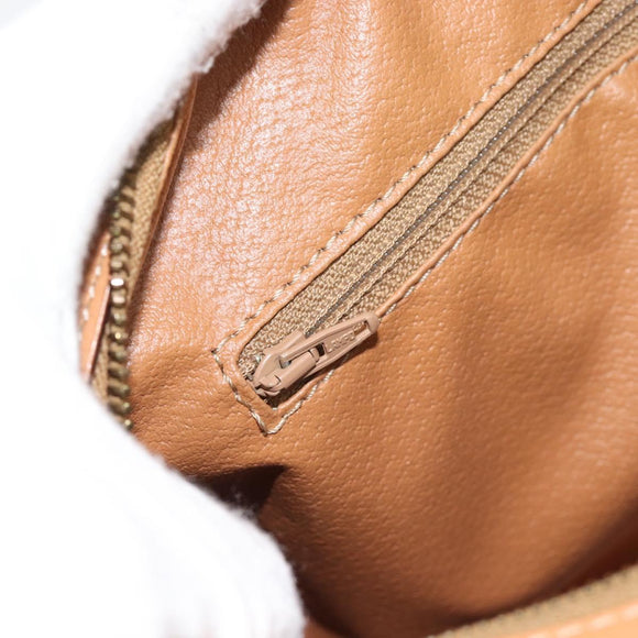 CELINE Macadam Canvas Boston Bag PVC Leather Brown Gold Auth 187697A