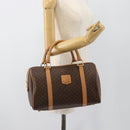 CELINE Macadam Canvas Boston Bag PVC Leather Brown Gold Auth 187697A-22
