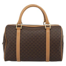 CELINE Macadam Canvas Boston Bag PVC Leather Brown Gold Auth 187697A-3