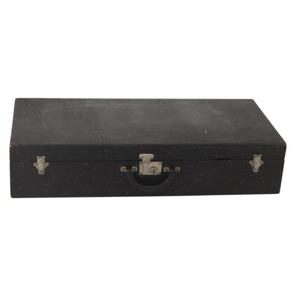 LOUIS VUITTON Trunk Leather Black Silver LV Auth 187706