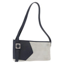 LOEWE Anagram Shoulder Bag Suede Leather Gray Silver Auth 187727A-1
