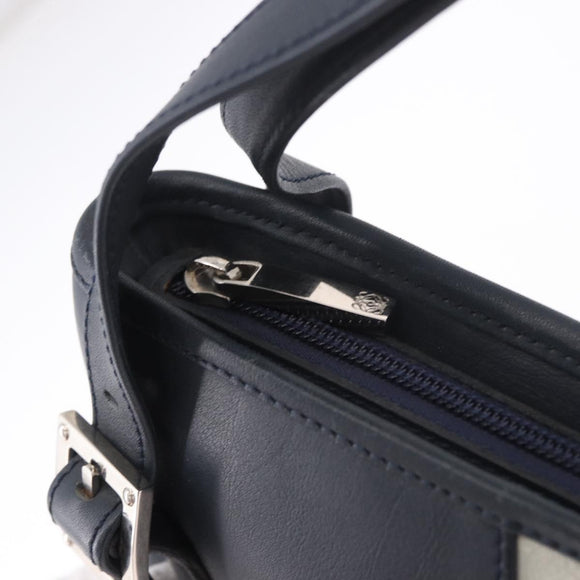 LOEWE Anagram Shoulder Bag Suede Leather Gray Silver Auth 187727A