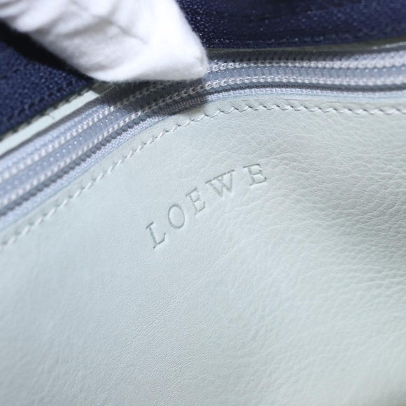 LOEWE Anagram Shoulder Bag Suede Leather Gray Silver Auth 187727A