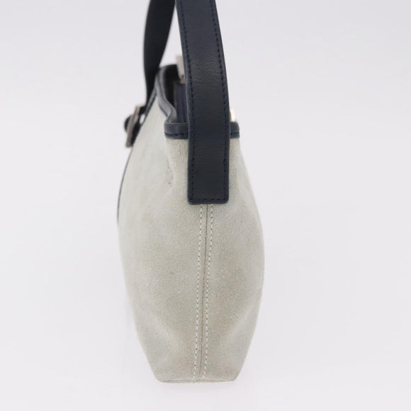 LOEWE Anagram Shoulder Bag Suede Leather Gray Silver Auth 187727A