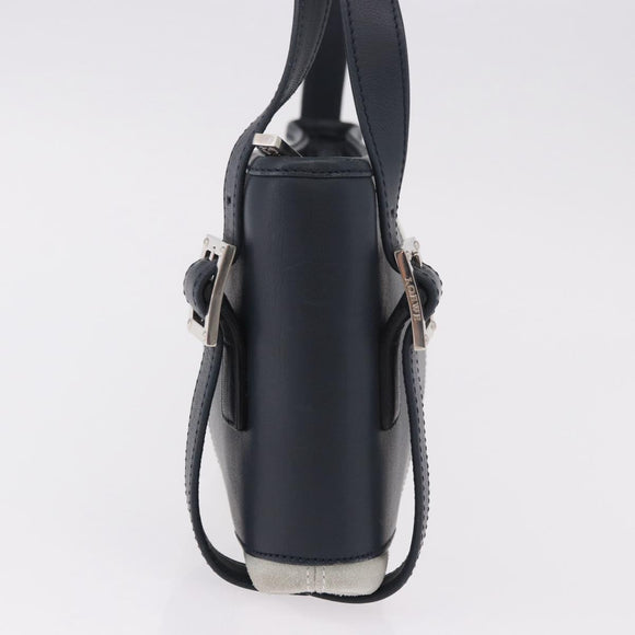 LOEWE Anagram Shoulder Bag Suede Leather Gray Silver Auth 187727A