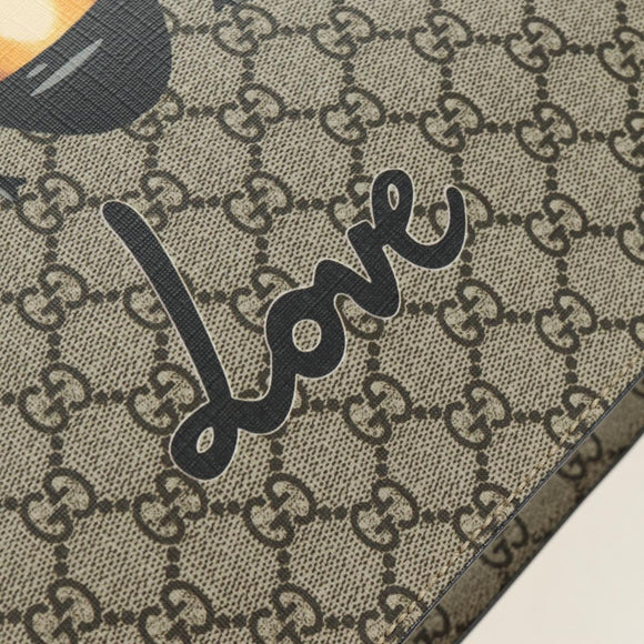 GUCCI GG Supreme Tote Bag PVC 2way Beige Gold 450950 Auth 187728M