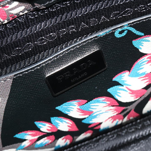 PRADA Hand Bag Saffiano leather 2way Black Silver Auth 187729A