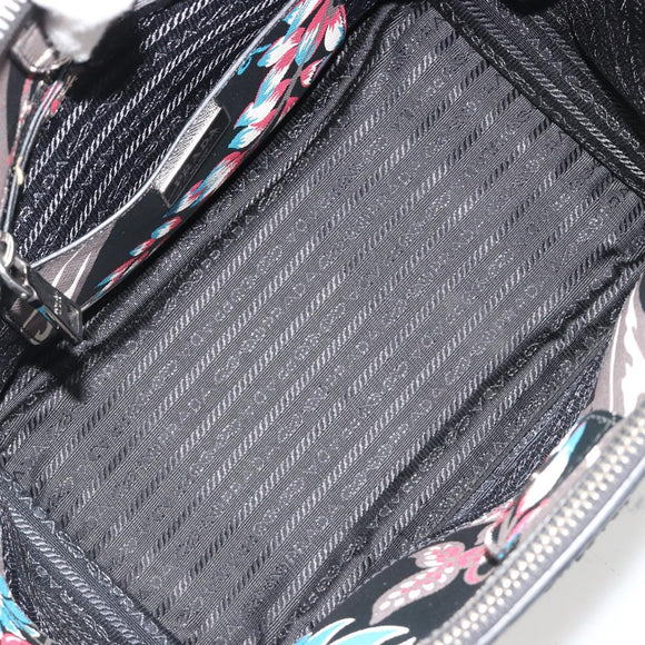 PRADA Hand Bag Saffiano leather 2way Black Silver Auth 187729A