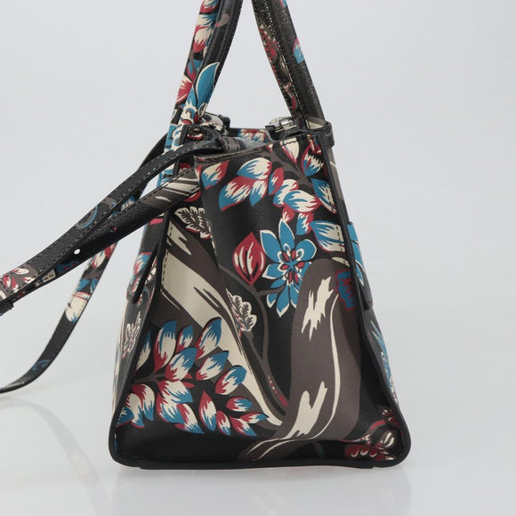 PRADA Hand Bag Saffiano leather 2way Black Silver Auth 187729A