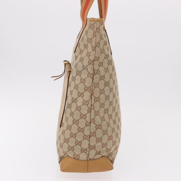 GUCCI GG Canvas Sherry Line Tote Bag Beige Red 019 0401 Auth 187732A