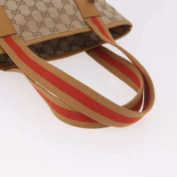 GUCCI GG Canvas Sherry Line Tote Bag Beige Red 019 0401 Auth 187732A