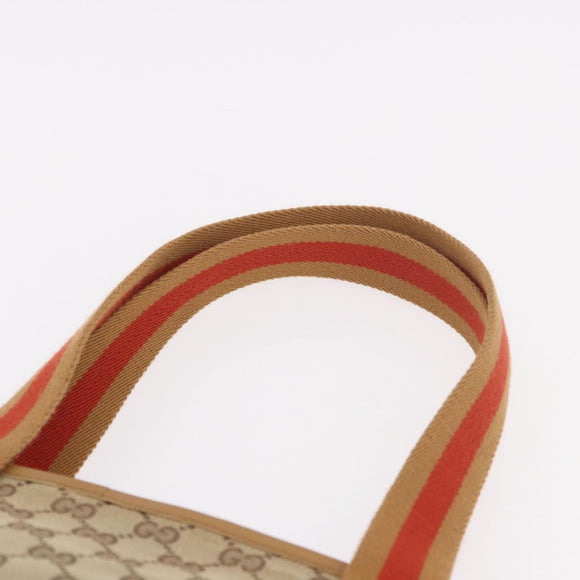 GUCCI GG Canvas Sherry Line Tote Bag Beige Red 019 0401 Auth 187732A