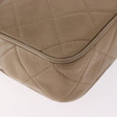 CHANEL Matelasse Pouch Lamb Skin Beige Gold CC Auth 187733A-10