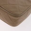 CHANEL Matelasse Pouch Lamb Skin Beige Gold CC Auth 187733A-11