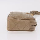 CHANEL Matelasse Pouch Lamb Skin Beige Gold CC Auth 187733A-4