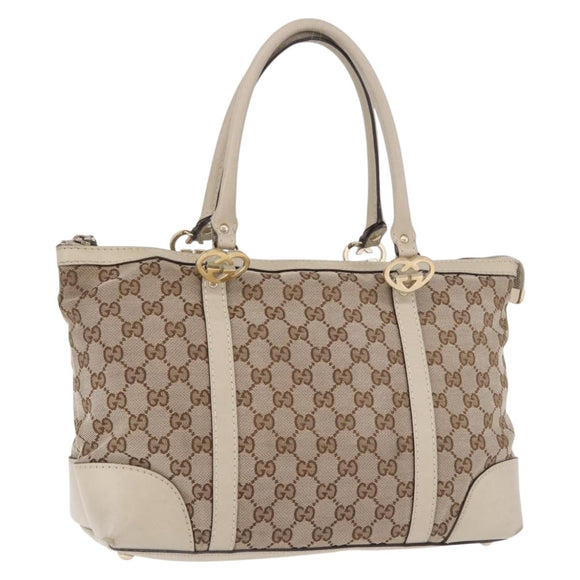 GUCCI GG Canvas Tote Bag Beige Gold 257069 Auth 187734