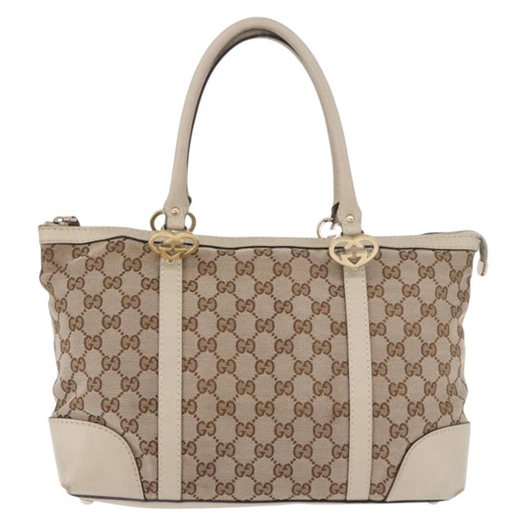 GUCCI GG Canvas Tote Bag Beige Gold 257069 Auth 187734