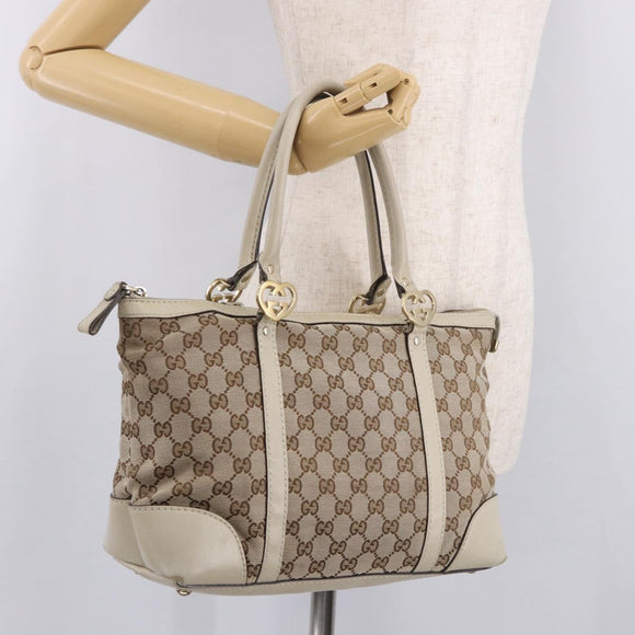 GUCCI GG Canvas Tote Bag Beige Gold 257069 Auth 187734