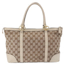GUCCI GG Canvas Tote Bag Beige Gold 257069 Auth 187734-2