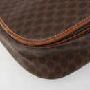 CELINE Macadam Canvas Shoulder Bag PVC Leather Brown Gold Auth 187736-16
