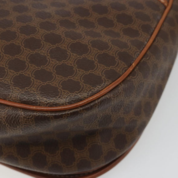 CELINE Macadam Canvas Shoulder Bag PVC Leather Brown Gold Auth 187736