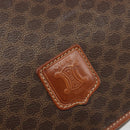 CELINE Macadam Canvas Shoulder Bag PVC Leather Brown Gold Auth 187736-19