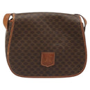 CELINE Macadam Canvas Shoulder Bag PVC Leather Brown Gold Auth 187736-13