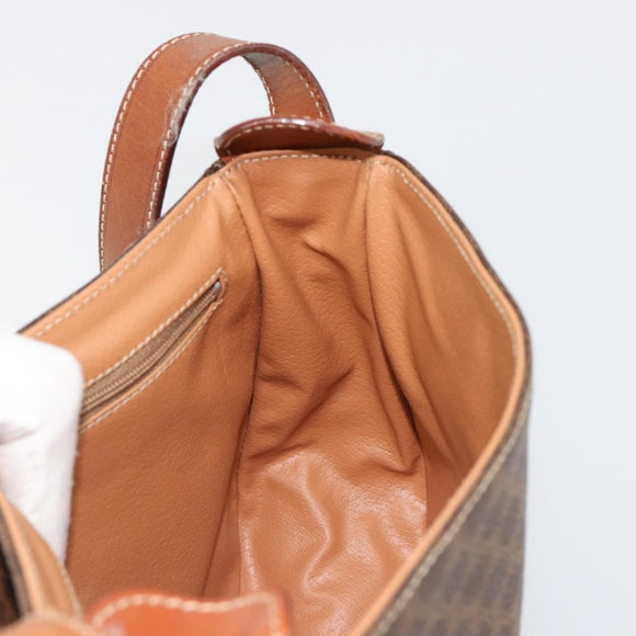 CELINE Macadam Canvas Shoulder Bag PVC Leather Brown Gold Auth 187736