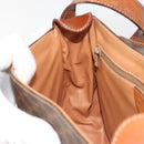 CELINE Macadam Canvas Shoulder Bag PVC Leather Brown Gold Auth 187736-22