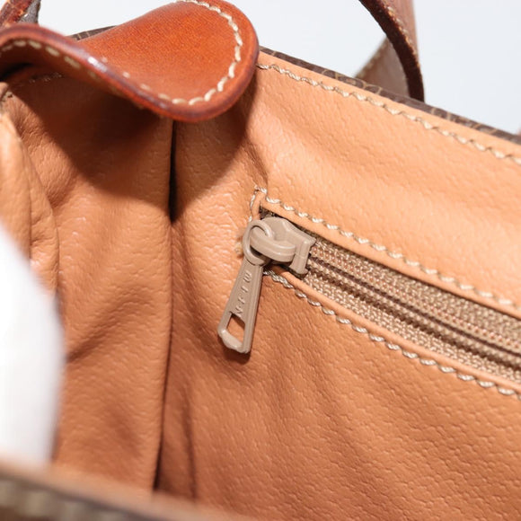 CELINE Macadam Canvas Shoulder Bag PVC Leather Brown Gold Auth 187736