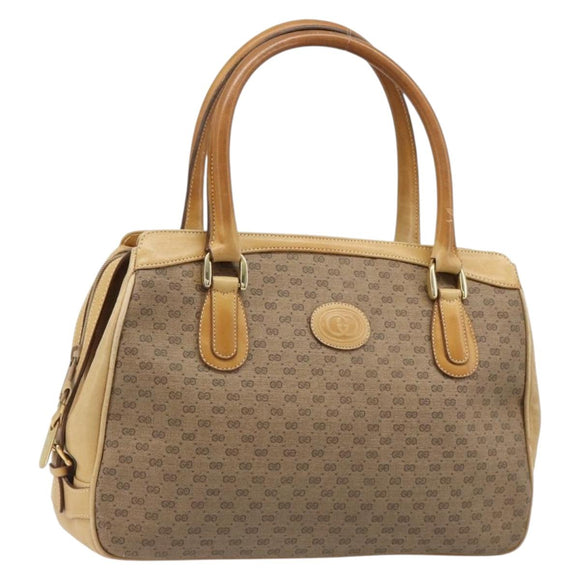 GUCCI Micro GG Supreme Hand Bag PVC Beige Gold Auth 187737