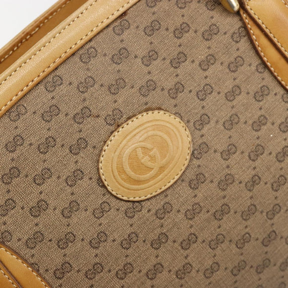 GUCCI Micro GG Supreme Hand Bag PVC Beige Gold Auth 187737