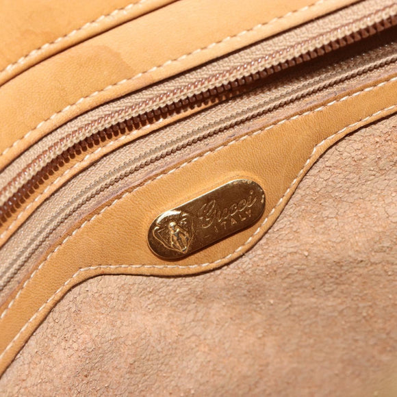 GUCCI Micro GG Supreme Hand Bag PVC Beige Gold Auth 187737