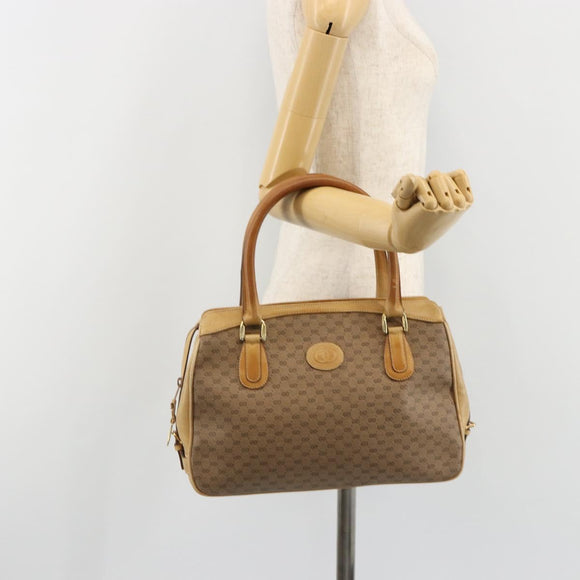 GUCCI Micro GG Supreme Hand Bag PVC Beige Gold Auth 187737
