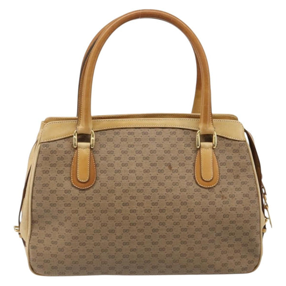 GUCCI Micro GG Supreme Hand Bag PVC Beige Gold Auth 187737