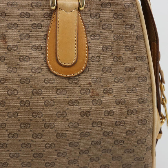 GUCCI Micro GG Supreme Hand Bag PVC Beige Gold Auth 187737