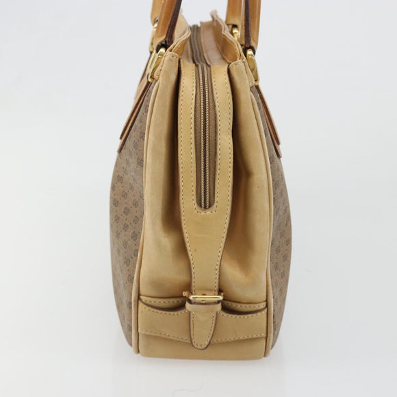GUCCI Micro GG Supreme Hand Bag PVC Beige Gold Auth 187737