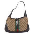 GUCCI GG Canvas Jackie Web Sherry Line Bag Beige Red 001 3306 3444 Auth 187739-2