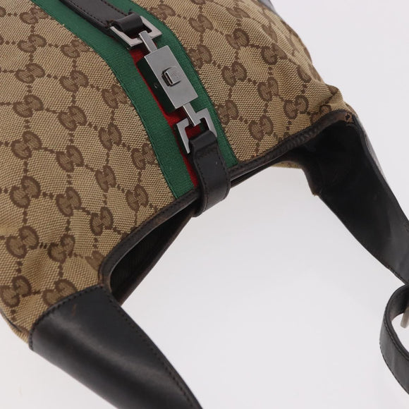GUCCI GG Canvas Jackie Web Sherry Line Bag Beige Red 001 3306 3444 Auth 187739