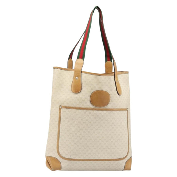 GUCCI GG Supreme Web Sherry Line Tote Bag PVC White Red 002 904 0223 Auth 187740
