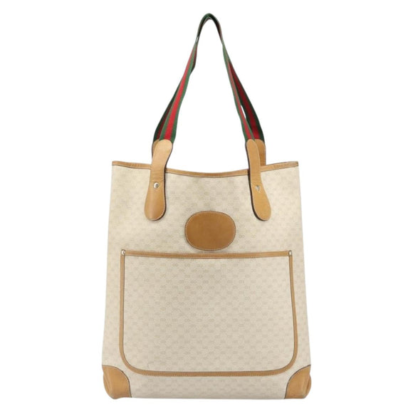GUCCI GG Supreme Web Sherry Line Tote Bag PVC White Red 002 904 0223 Auth 187740