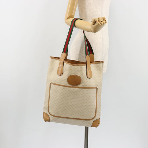 GUCCI GG Supreme Web Sherry Line Tote Bag PVC White Red 002 904 0223 Auth 187740